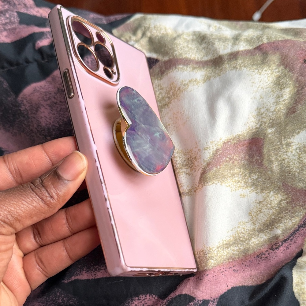 Pink Smartphone with Marble Grip